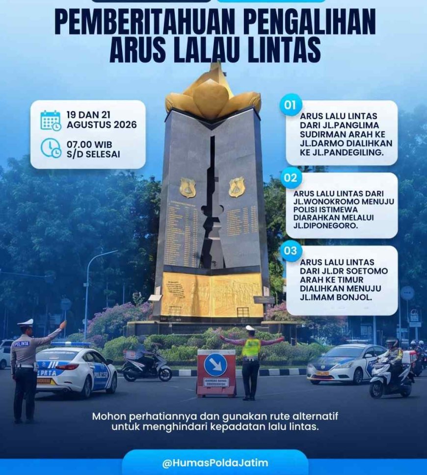 Rekayasa  Lalu Lintas di Hari Juang Polri  Digelar di Surabaya 21 Agustus 2026